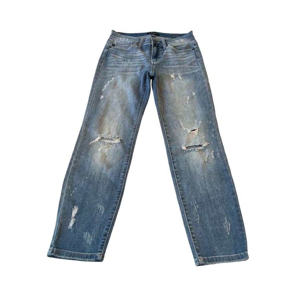Judy Blue Relaxed Fit Distressed Medium Wash Jeans JB8273MD Size 7/28 Blue